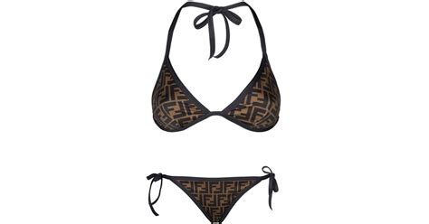 fendi roma reversible logo printed bikini set|More.